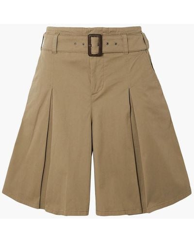James Purdey & Sons Pleated Cotton-blend Gabardine Shorts - Natural