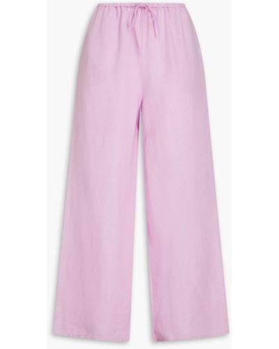 Onia Linen-blend Wide-leg Pants - Pink