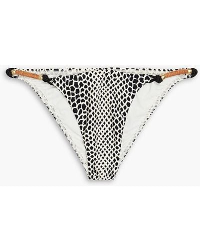 ViX Elis Embellished Printed Low-rise Bikini Briefs - White