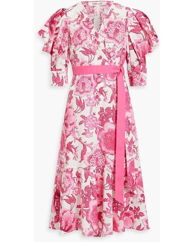 Diane von Furstenberg Annabeth Wrap-effect Printed Cotton-poplin Dress - Pink