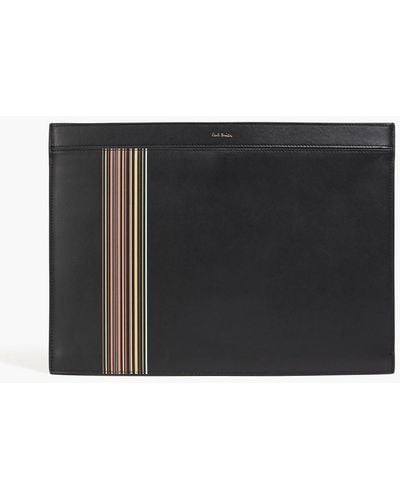 Paul Smith Striped Leather Pouch - Black