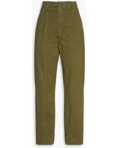 Sandro Sahara Cotton-twill Straight-leg Trousers - Green