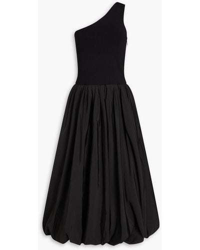 10 Crosby Derek Lam Dune One-shoulder Jersey And Poplin Midi Dress - Black