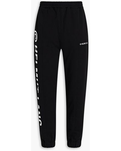 Helmut Lang Embroidered Printed French Cotton-terry Sweatpants - Black