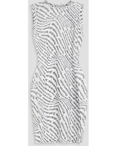 T By Alexander Wang Logo-print Stretch-mesh Mini Dress - White