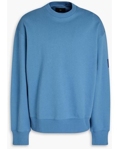 Y-3 Logo-print French Cotton-terry Sweatshirt - Blue