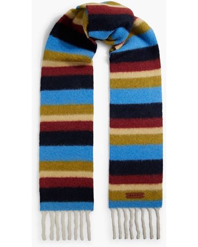 Marni Fringed striped alpaca-blend scarf - Blau