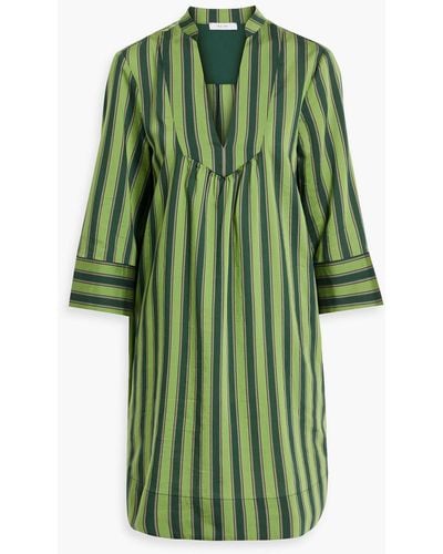 Iris & Ink Cleo Striped Lyocell-blend Mini Dress - Green