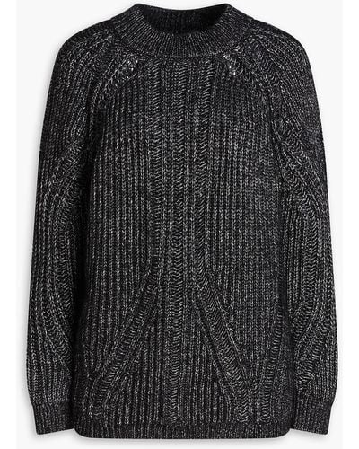 Alberta Ferretti Metallic Ribbed-knit Sweater - Black