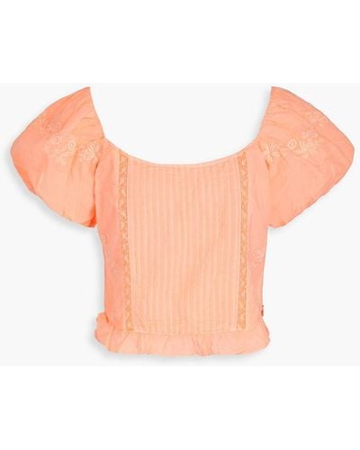 LoveShackFancy Breonna Embroidered Cotton Top - Pink