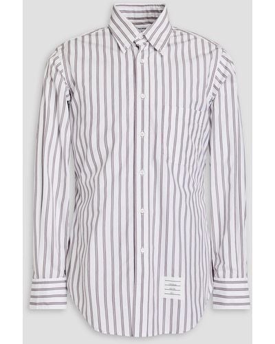 Thom Browne Hemd aus baumwollpopeline mit streifen - Weiß