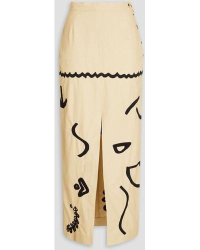 Nanushka Marjo Embroidered Cotton Maxi Skirt - Natural