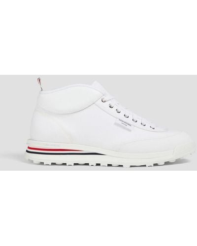 Thom Browne Leather And Canvas High-top Trainers - White