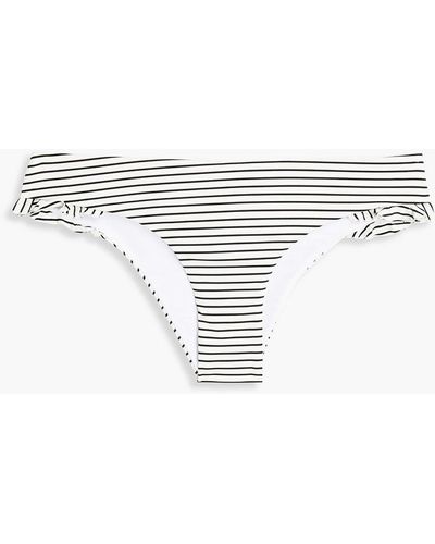 Casa Raki Olivia Ruffled Striped Stretch-econyl Low-rise Bikini Briefs - White