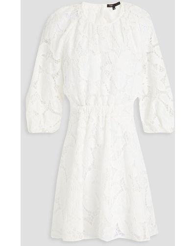 Maje Cutout Broderie Anglaise Cotton Mini Dress - White