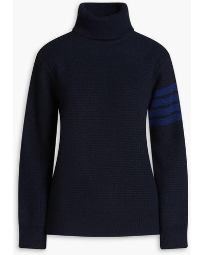Thom Browne Waffle-knit Wool And Cashmere-blend Turtleneck Jumper - Blue