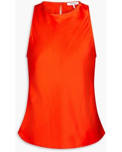 FRAME Washed Silk-satin Top - Red