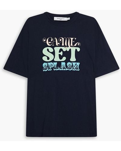 Maison Kitsuné Printed Cotton-jersey T-shirt - Blue