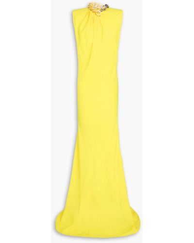 Stella McCartney Chain-embellished Crepe Maxi Dress - Yellow