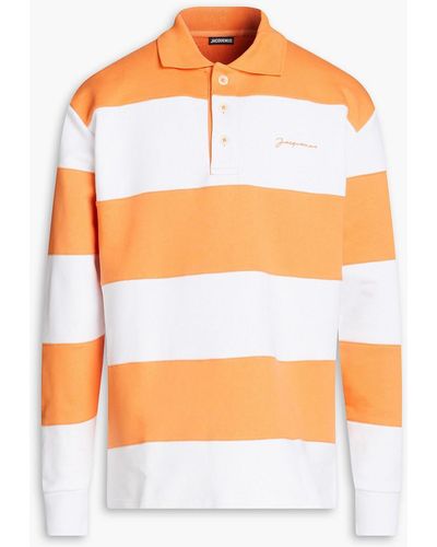 Jacquemus Le Polo Rayures Striped French Cotton-terry Polo Shirt - Orange