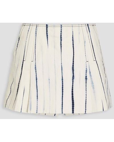 Tory Burch Pleated Tie-dyed Cotton-twill Shorts - White