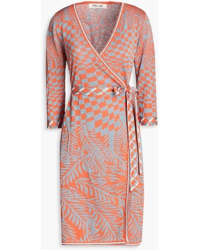 Diane von Furstenberg Lainey Metallic Jacquard-knit Wrap Dress - Pink