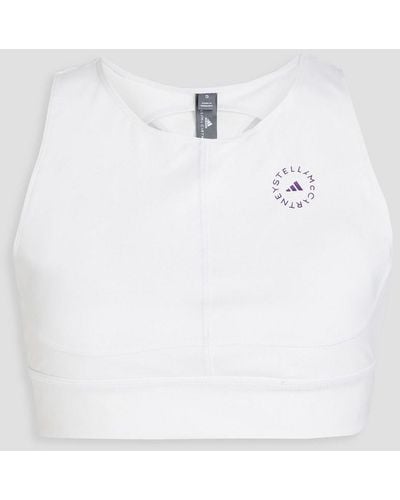 adidas By Stella McCartney Cutout Logo-print Modal-blend Jersey Sports Bra - White
