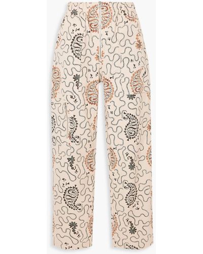 Isabel Marant Noferis Printed Cotton Straight-leg Trousers - Natural