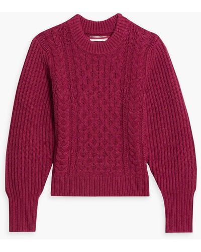 Chinti & Parker Aran Cable-knit Wool Sweater - Red