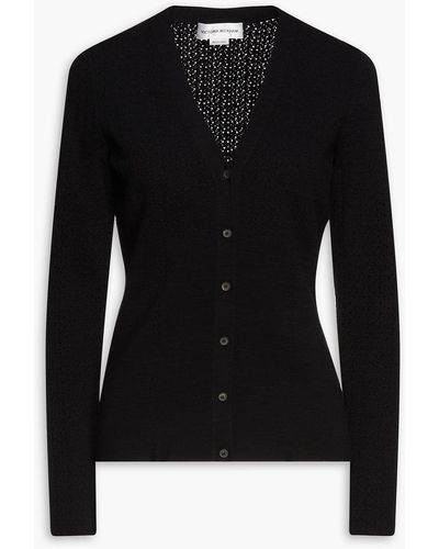 Victoria Beckham Pointelle-knit Cardigan - Black