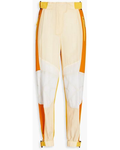 Stella McCartney Lacey Color-block Silk Crepe De Chine Track Trousers - Yellow