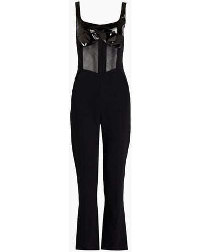 David Koma Panelled Patent-leather, Tulle And Cady Jumpsuit - Black
