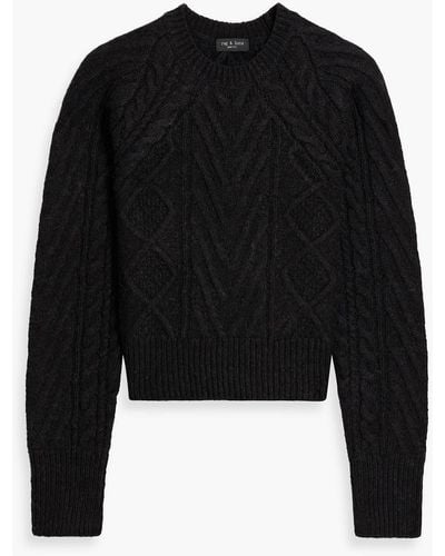 Rag & Bone Elizabeth Cable-knit Wool, Cotton And Alpaca-blend Sweater - Black