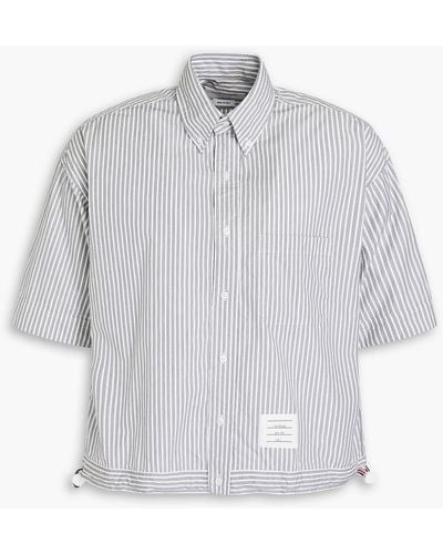 Thom Browne Striped Cotton-poplin Shirt - Grey