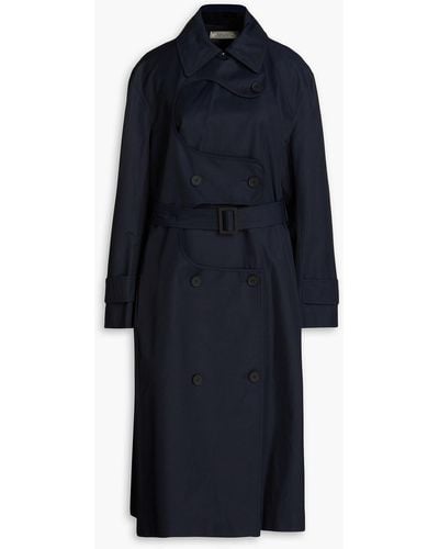 Nina Ricci Belted Cotton-blend Gabardine Trench Coat - Blue