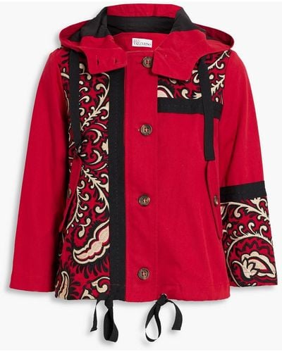RED Valentino Embroide Cotton-twill Hooded Jacket - Red