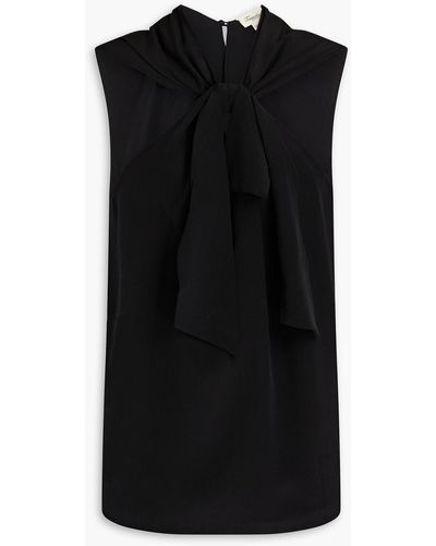 Temperley London Cherub Bow-embellished Silk Crepe De Chine Top - Black
