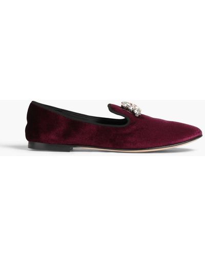Giuseppe Zanotti Dalila 05 Embellished Suede Loafers - Purple