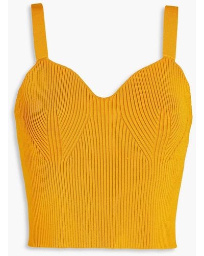 Vince Cropped Ribbed-knit Tank - Yellow