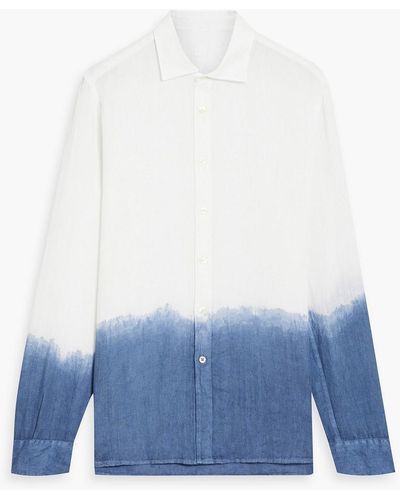 120% Lino Dip-dyed Linen Shirt - Blue
