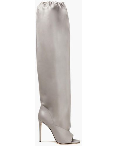 Victoria Beckham Leather Thigh Boots - Grey