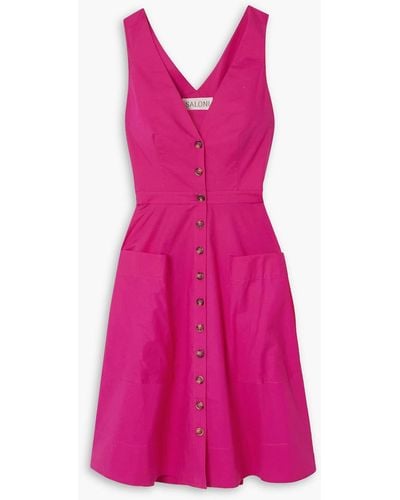 Saloni Zoey Cutout Stretch-cotton Poplin Mini Dress - Pink