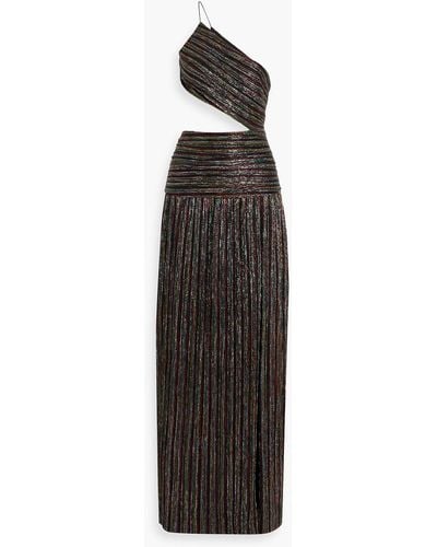 Rebecca Vallance Ronnie One-shoulder Cutout Metallic Jersey Gown - Multicolor