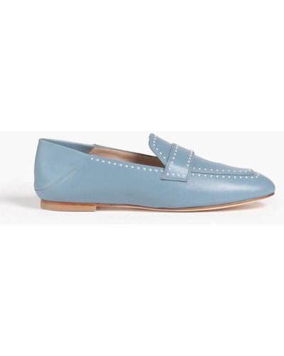 Stuart Weitzman Wylie Studded Leather Collapsible Heel Loafers - Blue