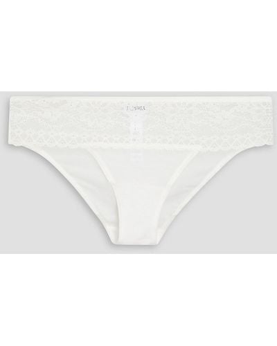 La Perla Lace And Stretch-tulle Mid-rise Thong - White