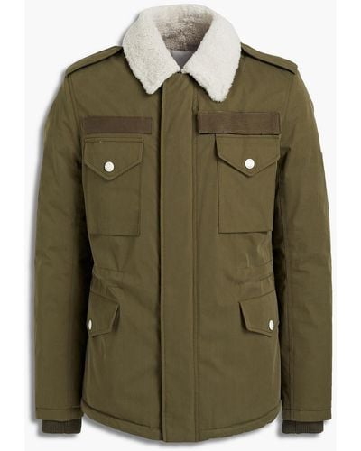Army by Yves Salomon Shearling-lined Cotton-blend Gabardine Field Jacket - Green