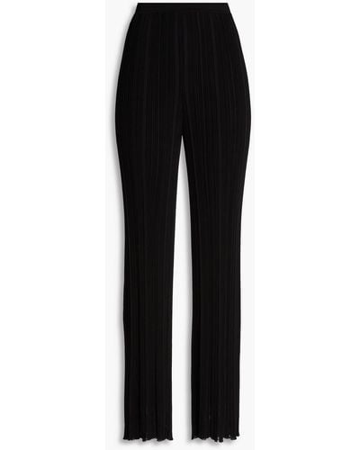 Gentry Portofino Ribbed-knit Straight-leg Pants - Black