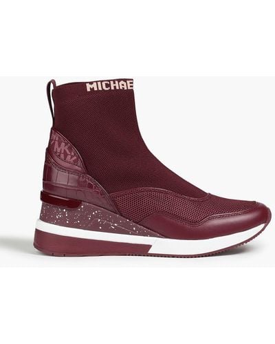 MICHAEL Michael Kors Swift Logo-print Mesh And Faux Leather High-top Trainers - Purple