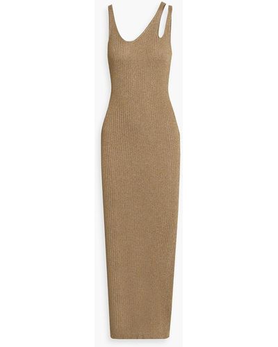 Jonathan Simkhai Ivette Cutout Metallic Ribbed-knit Maxi Dress - Natural
