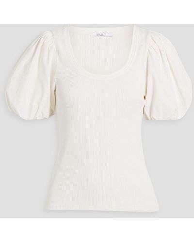 10 Crosby Derek Lam Willa Poplin And Ribbed Stretch-cotton Jersey Top - White